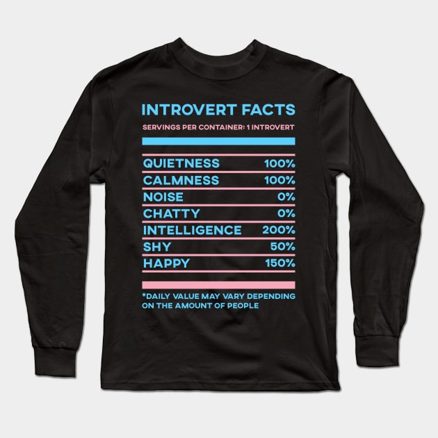 Introvert Facts Stats Long Sleeve T-Shirt by SusurrationStudio